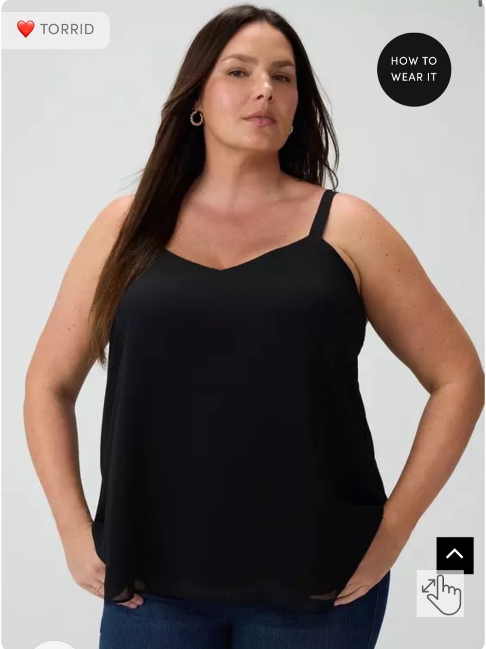 Torrid | Black Sophie Chiffon Swing Cami | Size 1